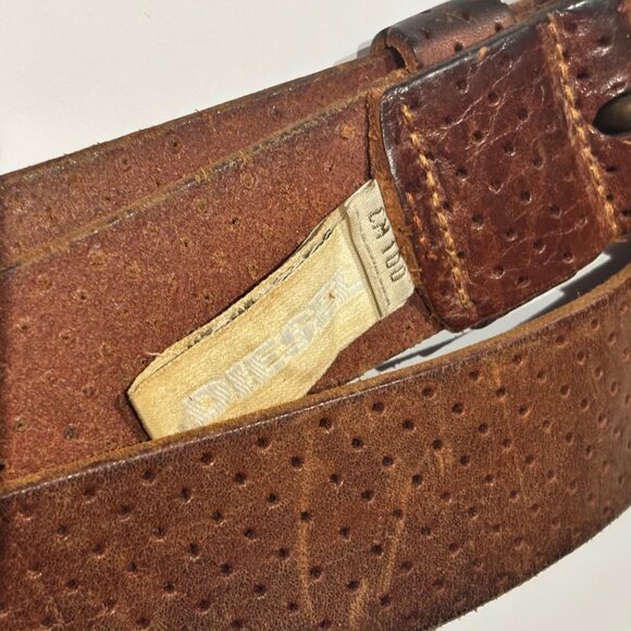 DIESEL Y2K Perforated Leather Belt 100cm Men's Large L Dark Brown Made in Italy - Picture 6 of 8